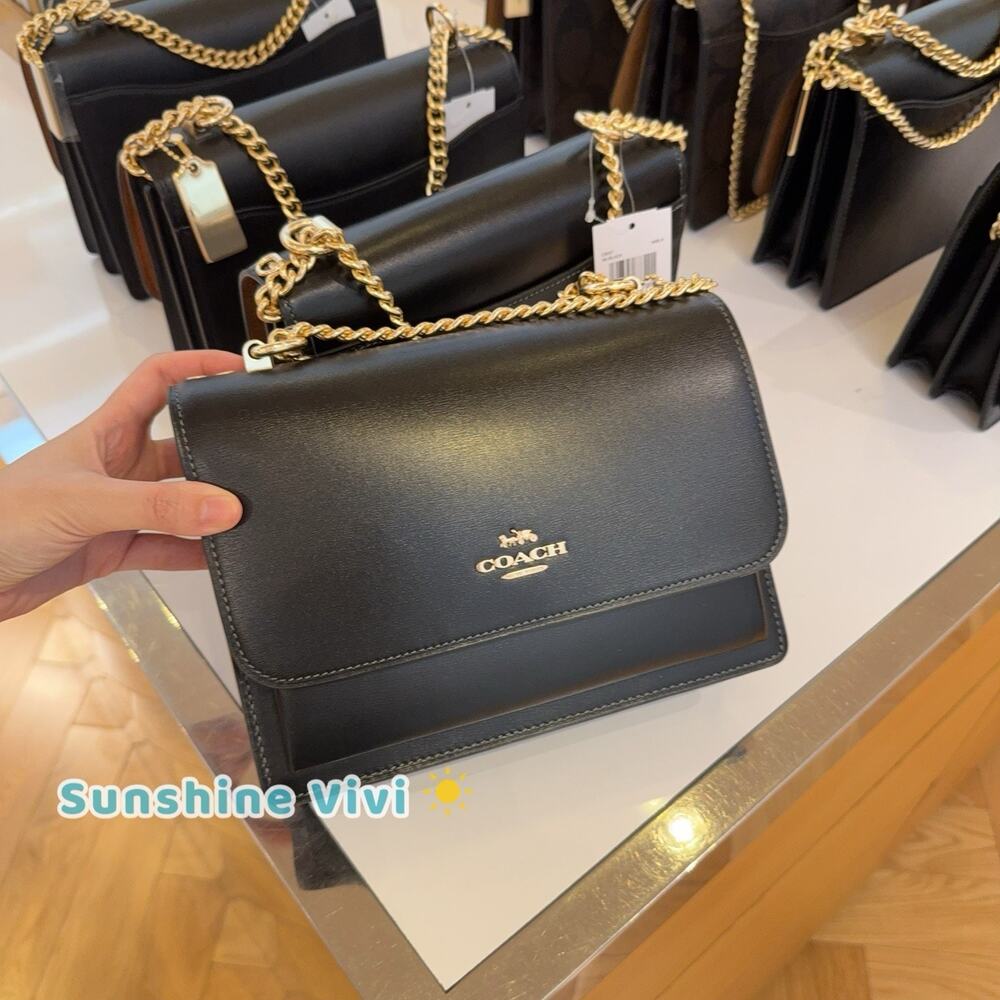 NWT Coach Klare Crossbody Chain Bag Shiny refined calf Leather CBI97 Black